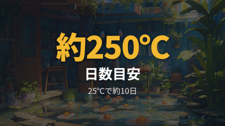 孵化までの日数と水温の目安を計算する