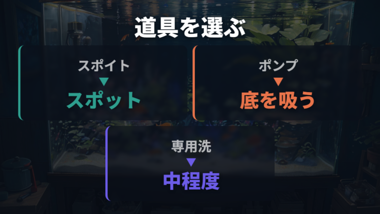底砂やフンを効率よく掃除する方法は道具の使い分けで決まる