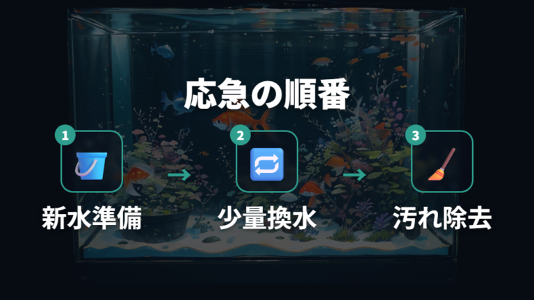 すぐに行う応急処置は水換えで濃度を下げること