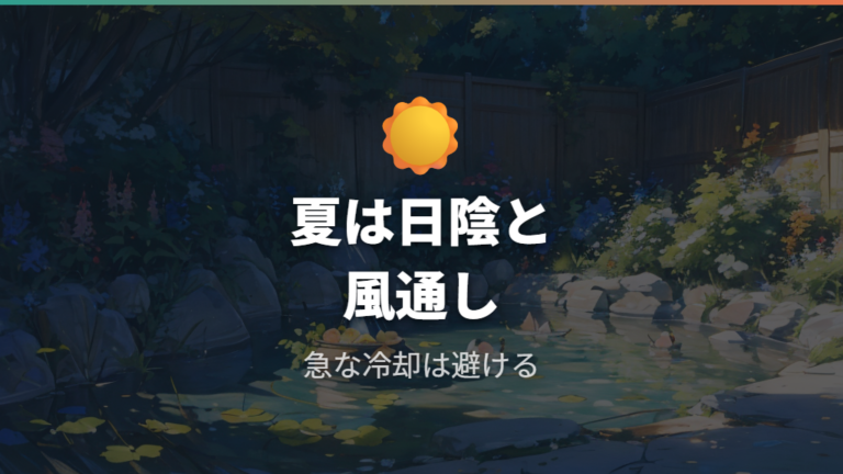 夏の水温上昇を防ぐ使い方は日陰と風通しが基本