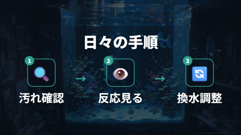 飼育密度と水換えを日々観察する手順