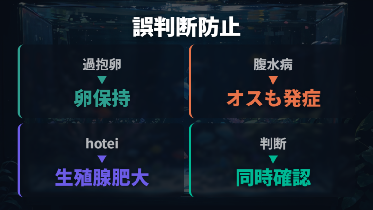腹水病などとの違いを比較して誤判断を避ける