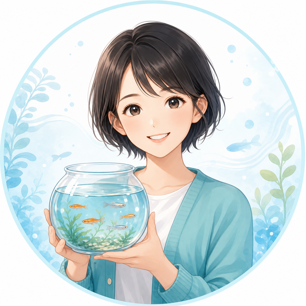 メダカ水槽のミカタの案内役メダミ