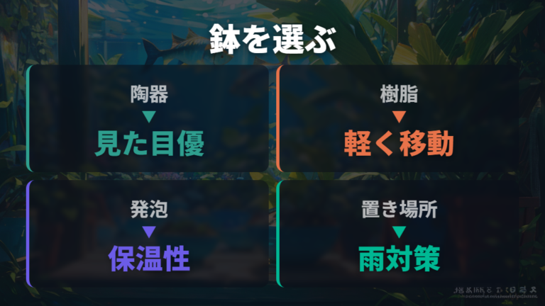 屋外鉢の大きさと素材の選び方を決める