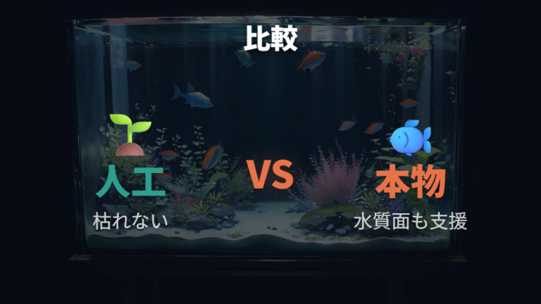 人工水草と本物の水草の違いを比較する