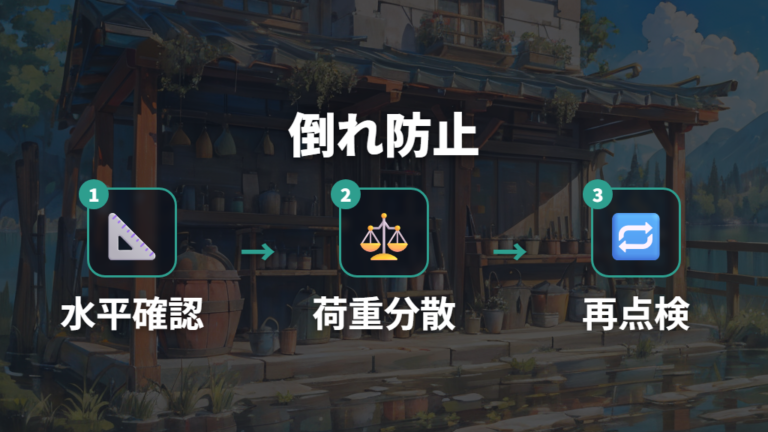 倒れにくい棚の強度対策は水平と荷重の分散から始める