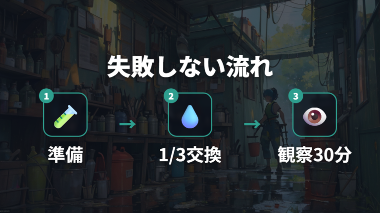 失敗しない水換え手順は準備から観察までそろえる