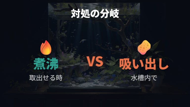 流木に出る白カビの対処法を煮沸と吸い出しで比べる