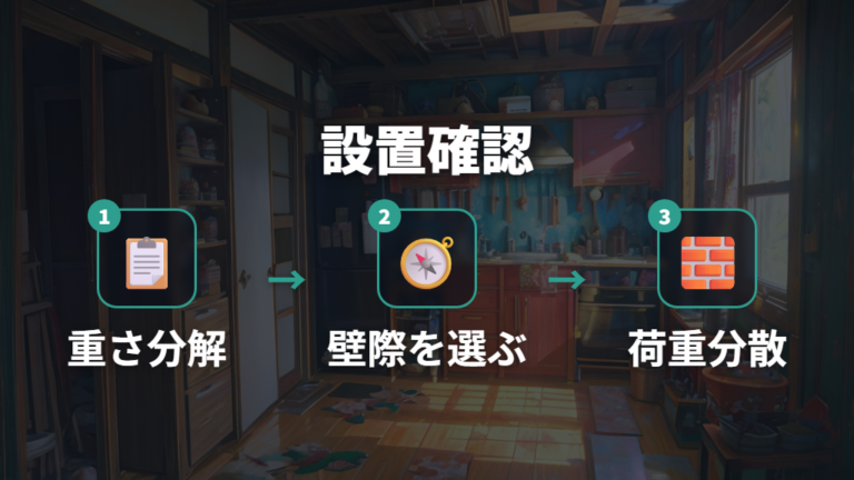 床への荷重を分散する設置手順を確認する