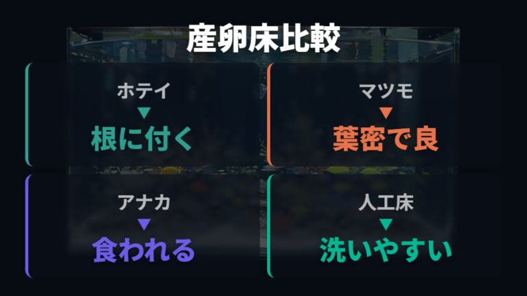 産卵しやすい環境づくりに使える産卵床を比較する