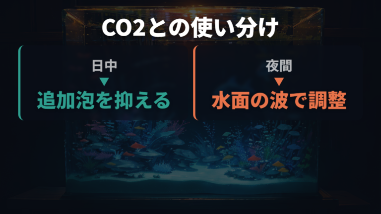 水草水槽での夜間の位置はCO2との兼ね合いで調整する