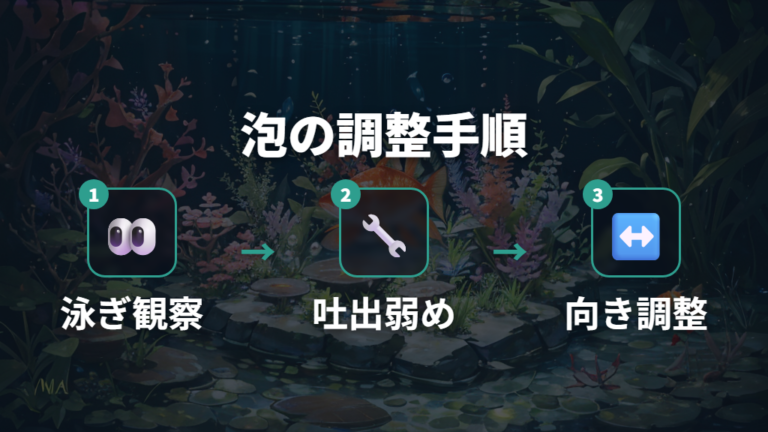稚魚に合う泡の強さはポツポツ程度に絞る