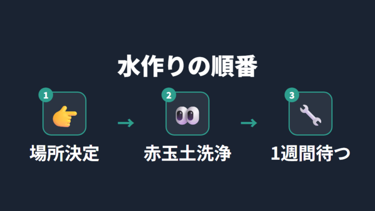 水作りと立ち上げの手順は設置場所から始める