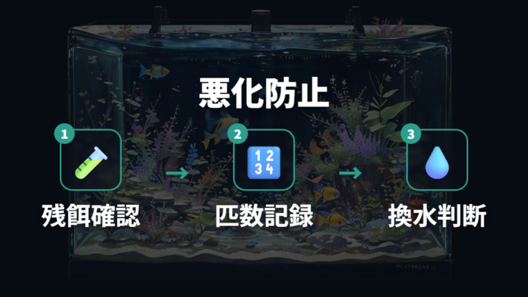 水質悪化を防ぐ管理は残餌と匹数の変化を見る