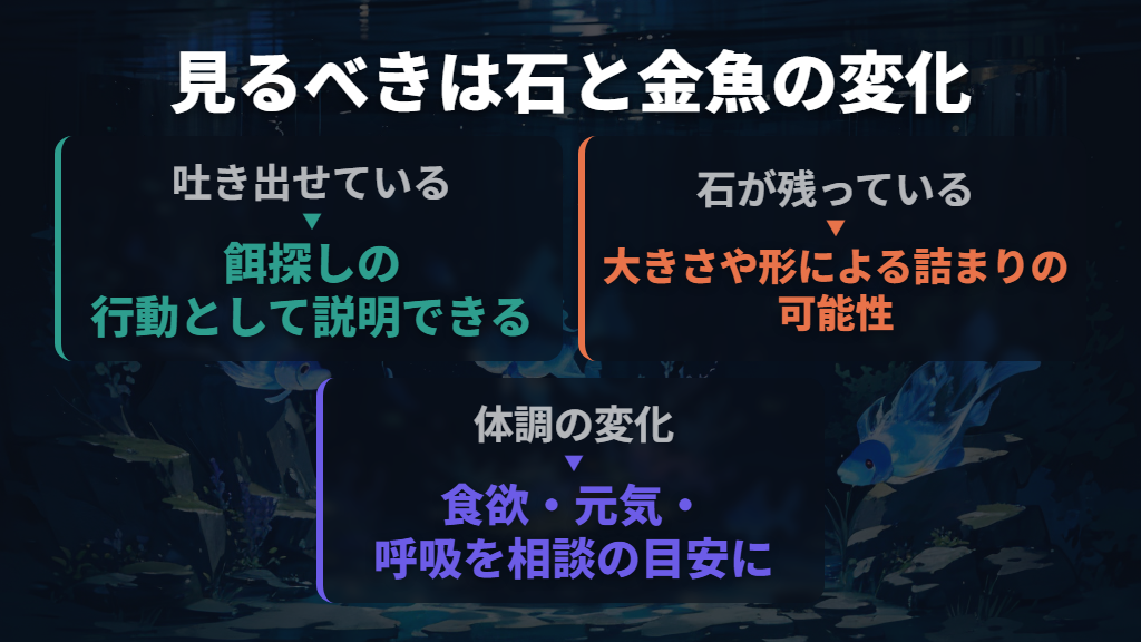 吐き出せているかと食欲・呼吸の変化を一緒に見る