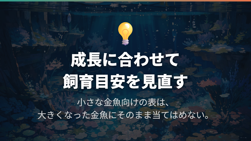 小さい金魚の匹数目安を、成長後や別の品種へそのまま使わない