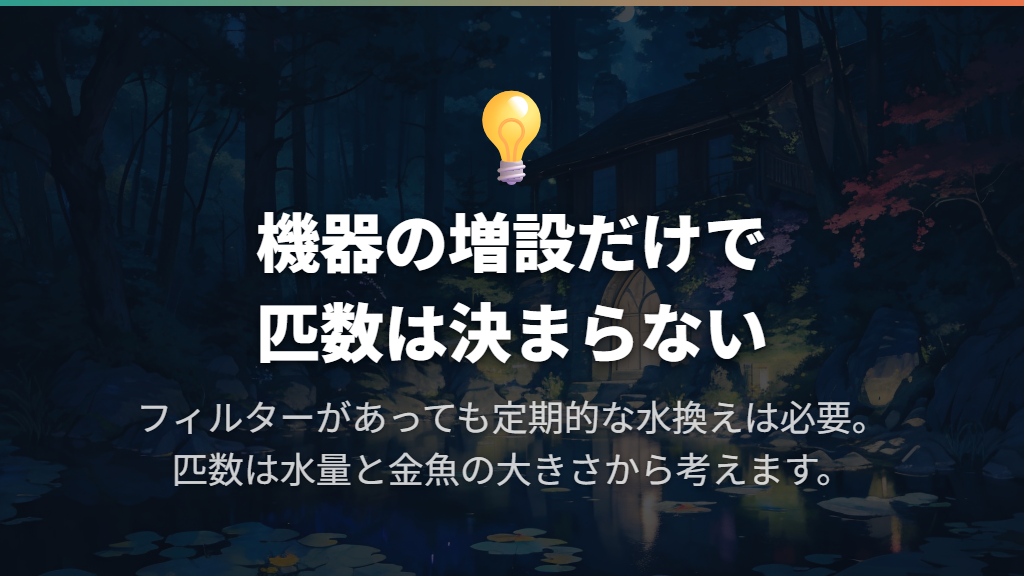 ろ過とエアレーションは役割が違い、増設だけで匹数は決まらない