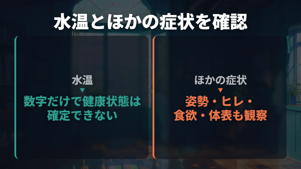 底でじっとしているだけなら、水温とほかの症状を確認