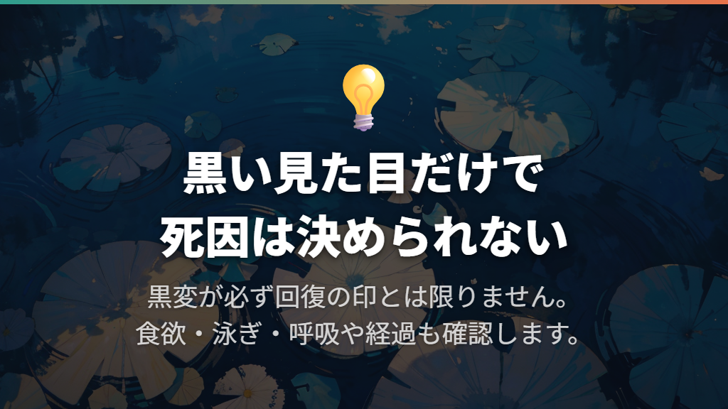 黒くなったことと死亡原因は分けて考える
