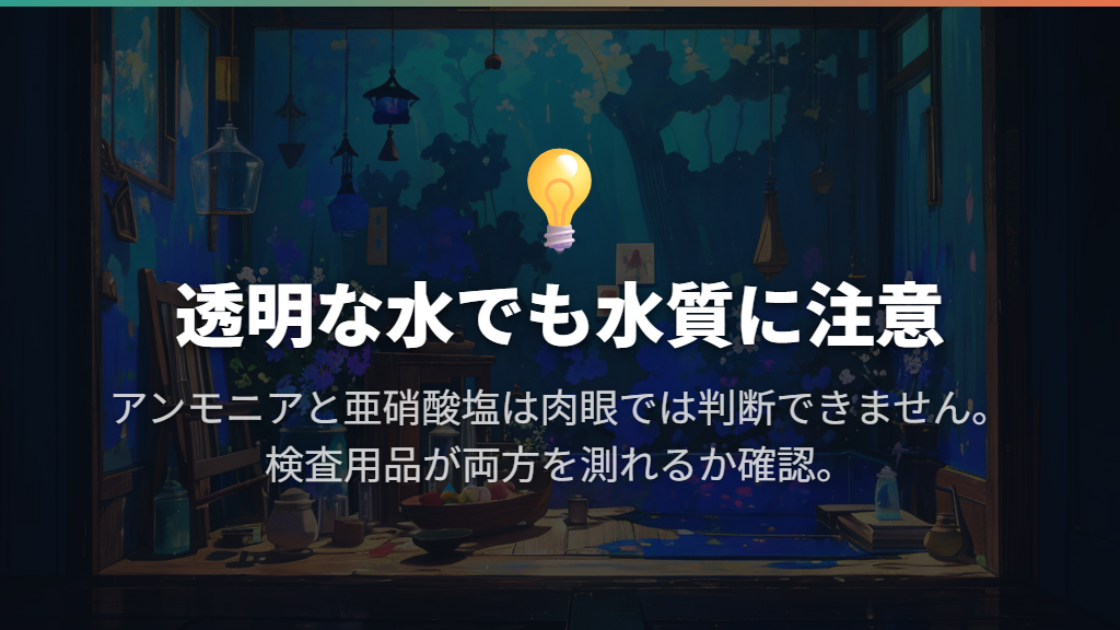 透明な水でも要注意|立ち上げ直後や大掃除後の水質